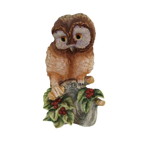 Vintage Porcelain Andrea by Sadek Elf Owl on Branch - Picture 1 of 8